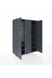 Kronos Dolap 7 Raflı 5 Kapaklı Tek Askılı 132x59x195 Antrasit-Antrasit/Antrasit