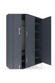 Kronos Dolap 7 Raflı 5 Kapaklı Tek Askılı 132x59x195 Antrasit-Antrasit/Antrasit