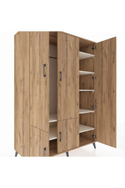 Kronos Dolap 7 Raflı 5 Kapaklı Tek Askılı 132x59x195 Çam-Çam/Aytaşı