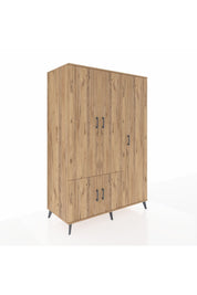 Kronos Dolap 7 Raflı 5 Kapaklı Tek Askılı 132x59x195 Çam-Çam/Antrasit