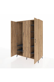 Kronos Dolap 7 Raflı 5 Kapaklı Tek Askılı 132x59x195 Çam-Çam/Antrasit