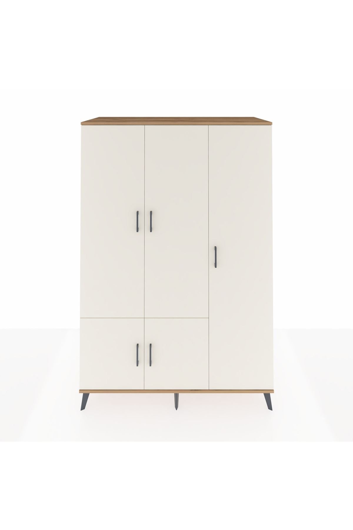 Kronos Dolap 7 Raflı 5 Kapaklı Tek Askılı 132x59x195 Çam-Aytaşı/Aytaşı