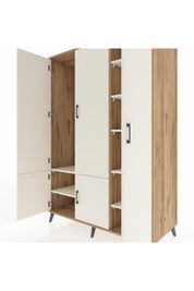 Kronos Dolap 7 Raflı 5 Kapaklı Tek Askılı 132x59x195 Çam-Aytaşı/Aytaşı