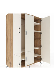 Kronos Dolap 7 Raflı 5 Kapaklı Tek Askılı 132x59x195 Çam-Aytaşı/Aytaşı