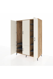 Kronos Dolap 7 Raflı 5 Kapaklı Tek Askılı 132x59x195 Çam-Aytaşı/Antrasit