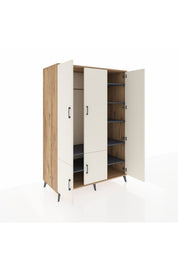 Kronos Dolap 7 Raflı 5 Kapaklı Tek Askılı 132x59x195 Çam-Aytaşı/Antrasit