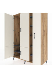 Kronos Dolap 7 Raflı 5 Kapaklı Tek Askılı 132x59x195 Çam-Aytaşı/Antrasit