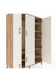 Kronos Dolap 7 Raflı 5 Kapaklı Tek Askılı 132x59x195 Çam-Aytaşı/Çam