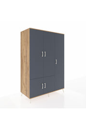 Kronos Dolap 7 Raflı 5 Kapaklı Tek Askılı 132x59x195 Çam-Antrasit/Aytaşı