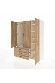 Kronos Dolap 6 Raflı 3 Çekmeceli Tek Askılı 132x59x195 Aytaşı-Çam/Çam