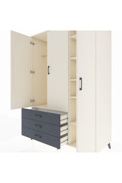 Kronos Dolap 6 Raflı 3 Çekmeceli Tek Askılı 132x59x195 Aytaşı-Aytaşı/Antrasit