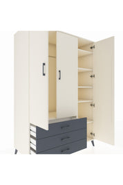 Kronos Dolap 6 Raflı 3 Çekmeceli Tek Askılı 132x59x195 Aytaşı-Aytaşı/Antrasit