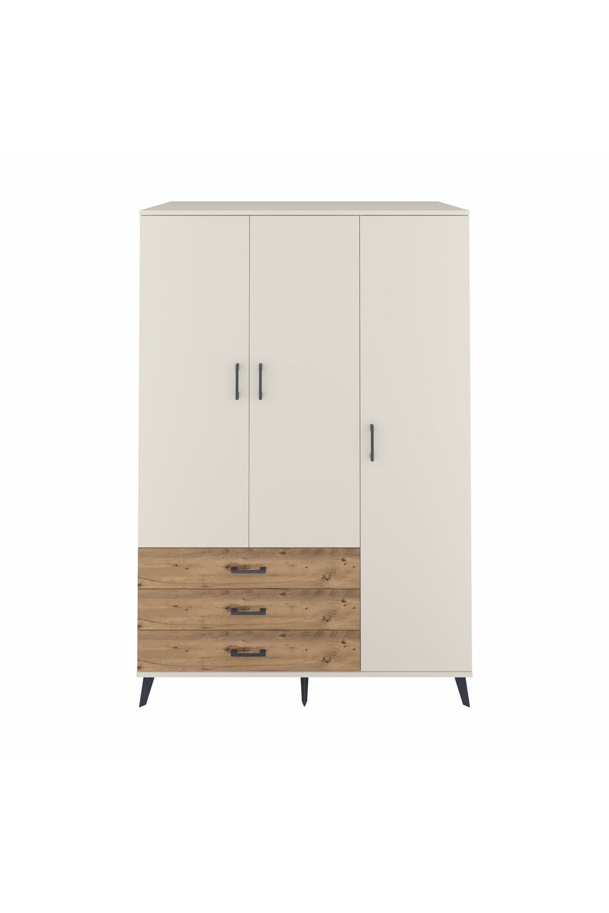 Kronos Dolap 6 Raflı 3 Çekmeceli Tek Askılı 132x59x195 Aytaşı-Aytaşı/Çam