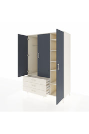 Kronos Dolap 6 Raflı 3 Çekmeceli Tek Askılı 132x59x195 Aytaşı-Antrasit/Aytaşı