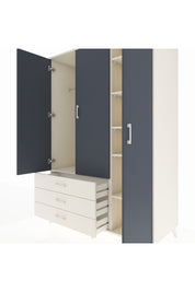 Kronos Dolap 6 Raflı 3 Çekmeceli Tek Askılı 132x59x195 Aytaşı-Antrasit/Aytaşı