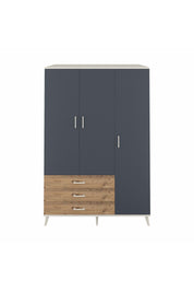 Kronos Dolap 6 Raflı 3 Çekmeceli Tek Askılı 132x59x195 Aytaşı-Antrasit/Çam