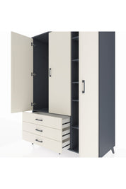 Kronos Dolap 6 Raflı 3 Çekmeceli Tek Askılı 132x59x195 Antrasit-Aytaşı/Aytaşı