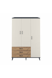 Kronos Dolap 6 Raflı 3 Çekmeceli Tek Askılı 132x59x195 Antrasit-Aytaşı/Çam