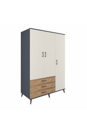 Kronos Dolap 6 Raflı 3 Çekmeceli Tek Askılı 132x59x195 Antrasit-Aytaşı/Çam