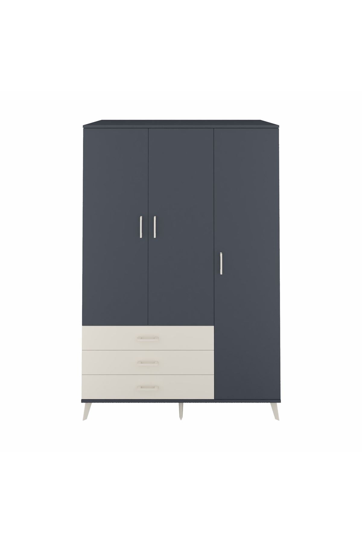 Kronos Dolap 6 Raflı 3 Çekmeceli Tek Askılı 132x59x195 Antrasit-Antrasit/Aytaşı