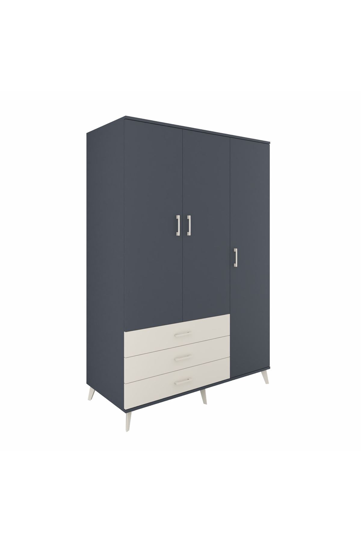 Kronos Dolap 6 Raflı 3 Çekmeceli Tek Askılı 132x59x195 Antrasit-Antrasit/Aytaşı