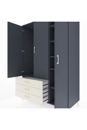 Kronos Dolap 6 Raflı 3 Çekmeceli Tek Askılı 132x59x195 Antrasit-Antrasit/Aytaşı