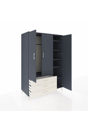 Kronos Dolap 6 Raflı 3 Çekmeceli Tek Askılı 132x59x195 Antrasit-Antrasit/Aytaşı