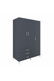 Kronos Dolap 6 Raflı 3 Çekmeceli Tek Askılı 132x59x195 Antrasit-Antrasit/Antrasit