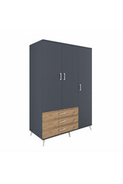 Kronos Dolap 6 Raflı 3 Çekmeceli Tek Askılı 132x59x195 Antrasit-Antrasit/Çam