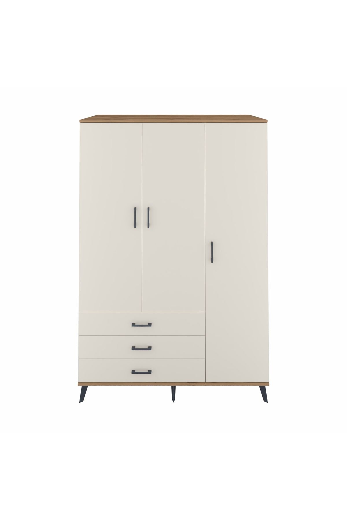 Kronos Dolap 6 Raflı 3 Çekmeceli Tek Askılı 132x59x195 Çam-Aytaşı/Aytaşı