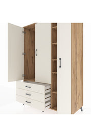 Kronos Dolap 6 Raflı 3 Çekmeceli Tek Askılı 132x59x195 Çam-Aytaşı/Aytaşı