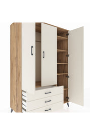 Kronos Dolap 6 Raflı 3 Çekmeceli Tek Askılı 132x59x195 Çam-Aytaşı/Aytaşı