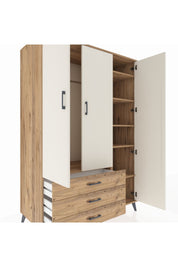 Kronos Dolap 6 Raflı 3 Çekmeceli Tek Askılı 132x59x195 Çam-Aytaşı/Çam