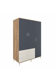 Kronos Dolap 6 Raflı 3 Çekmeceli Tek Askılı 132x59x195 Çam-Antrasit/Aytaşı