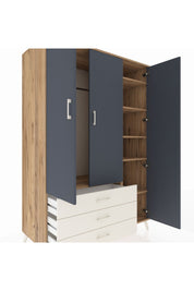 Kronos Dolap 6 Raflı 3 Çekmeceli Tek Askılı 132x59x195 Çam-Antrasit/Aytaşı