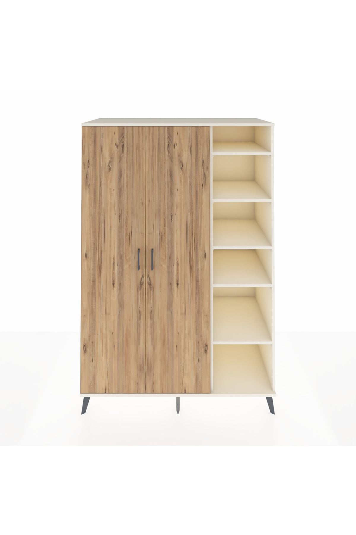 Kronos Dolap 7 Raflı 2 Kapaklı Tek Askılı 132x59x195 Aytaşı-Çam/Aytaşı