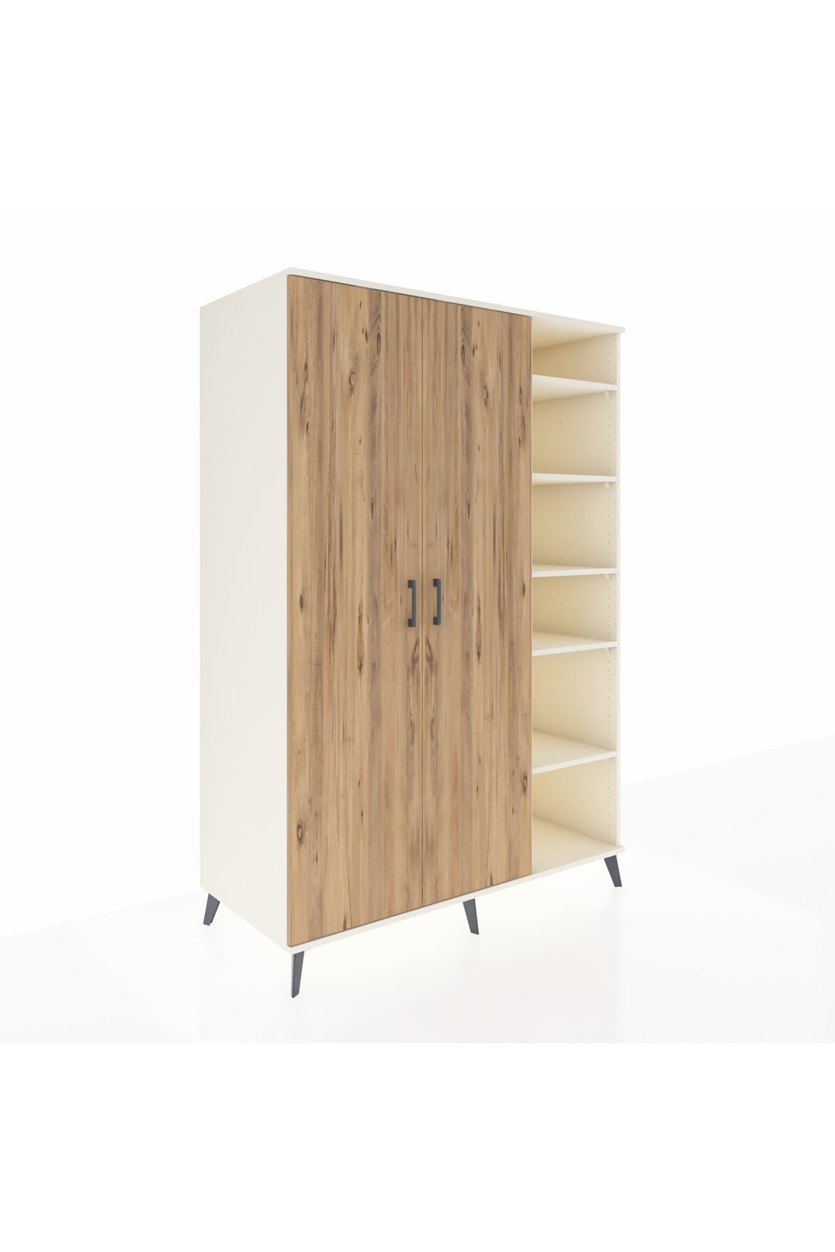 Kronos Dolap 7 Raflı 2 Kapaklı Tek Askılı 132x59x195 Aytaşı-Çam/Aytaşı