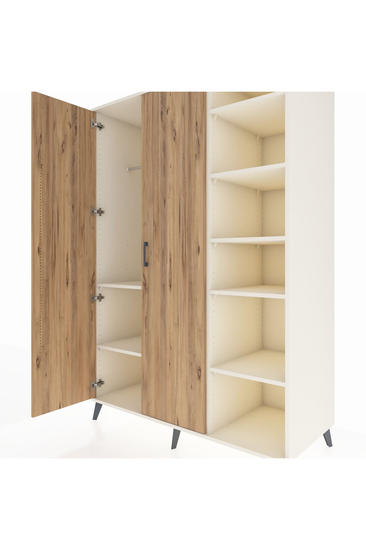 Kronos Dolap 7 Raflı 2 Kapaklı Tek Askılı 132x59x195 Aytaşı-Çam/Aytaşı