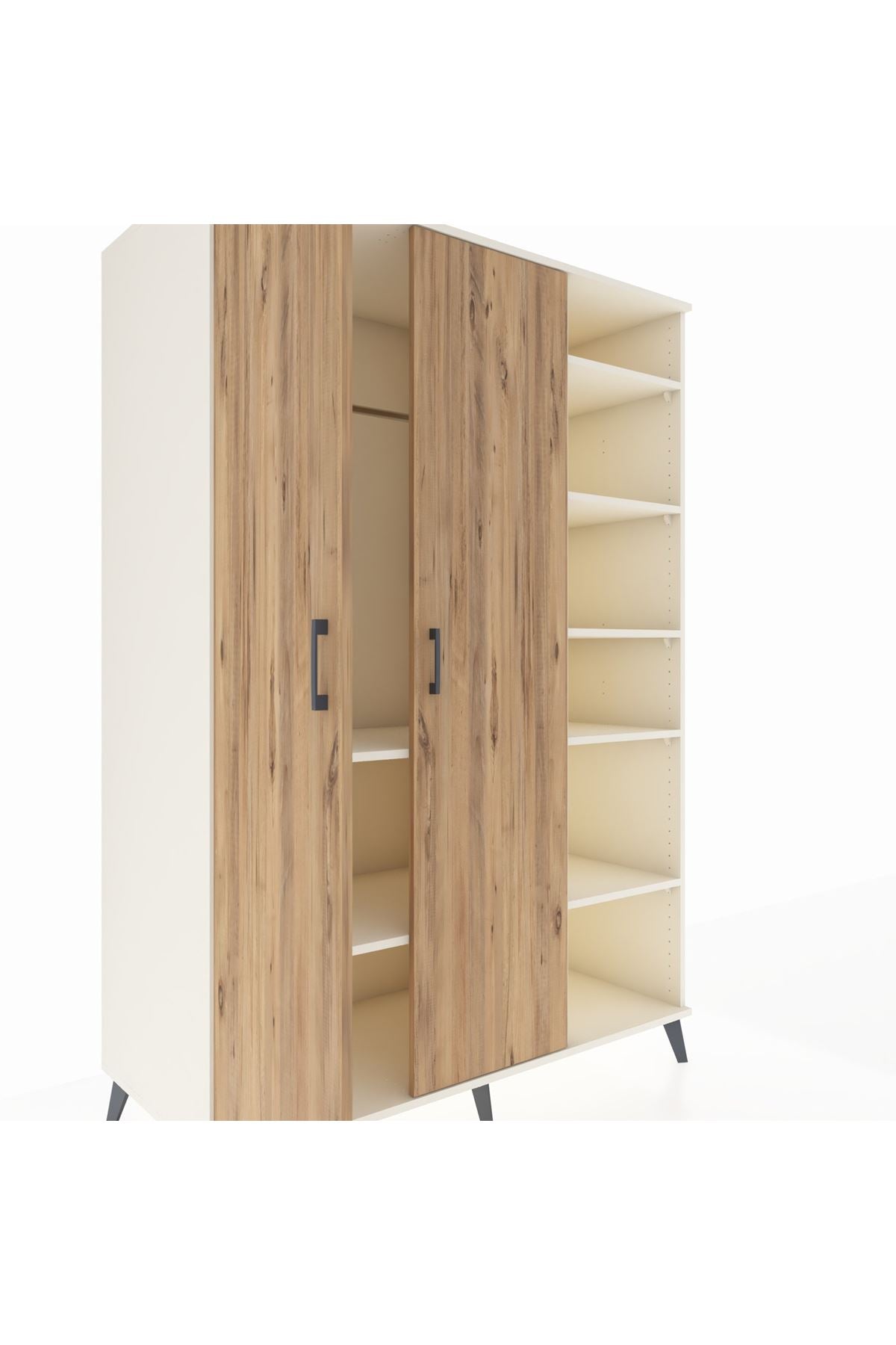 Kronos Dolap 7 Raflı 2 Kapaklı Tek Askılı 132x59x195 Aytaşı-Çam/Aytaşı