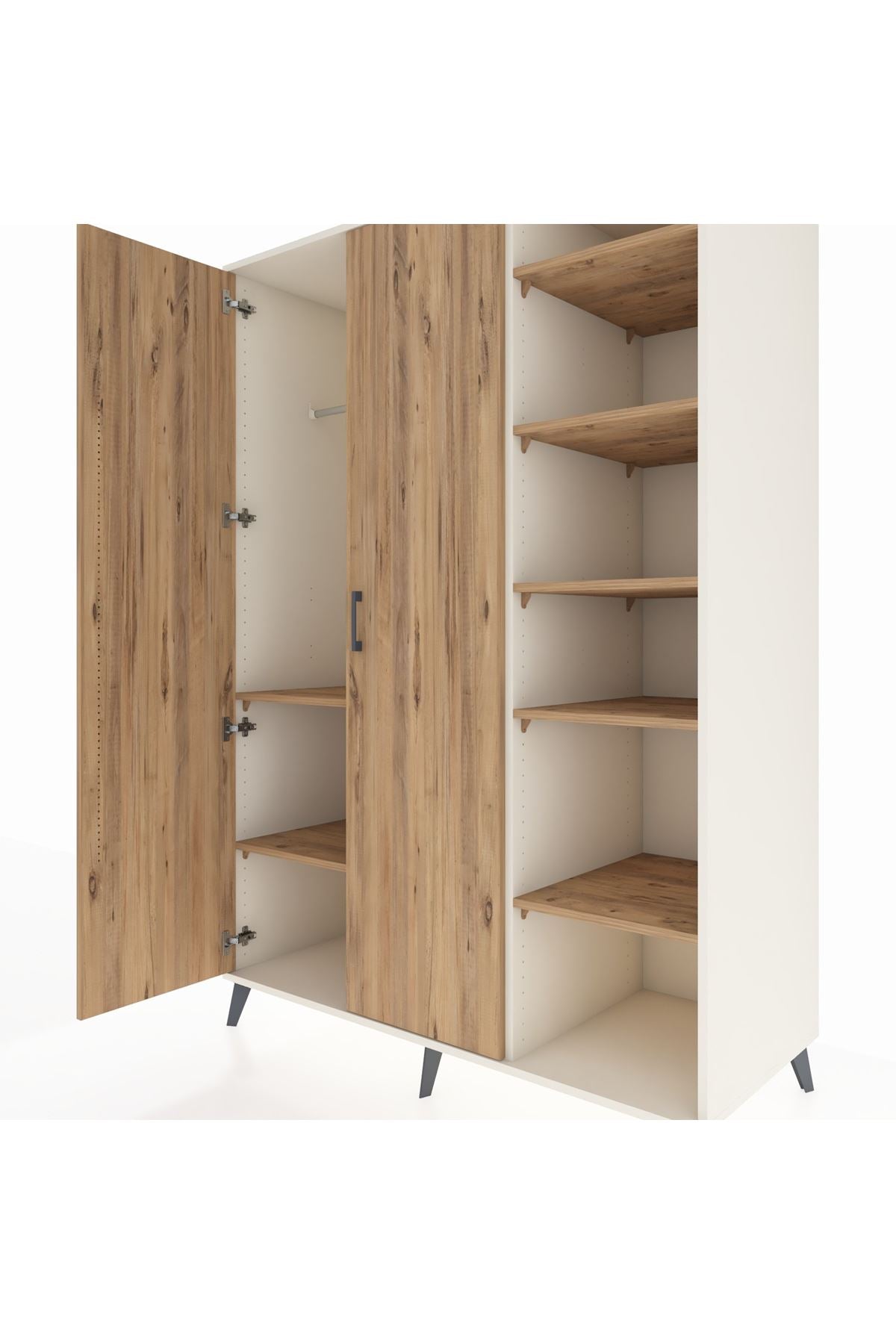 Kronos Dolap 7 Raflı 2 Kapaklı Tek Askılı 132x59x195 Aytaşı-Çam/Çam