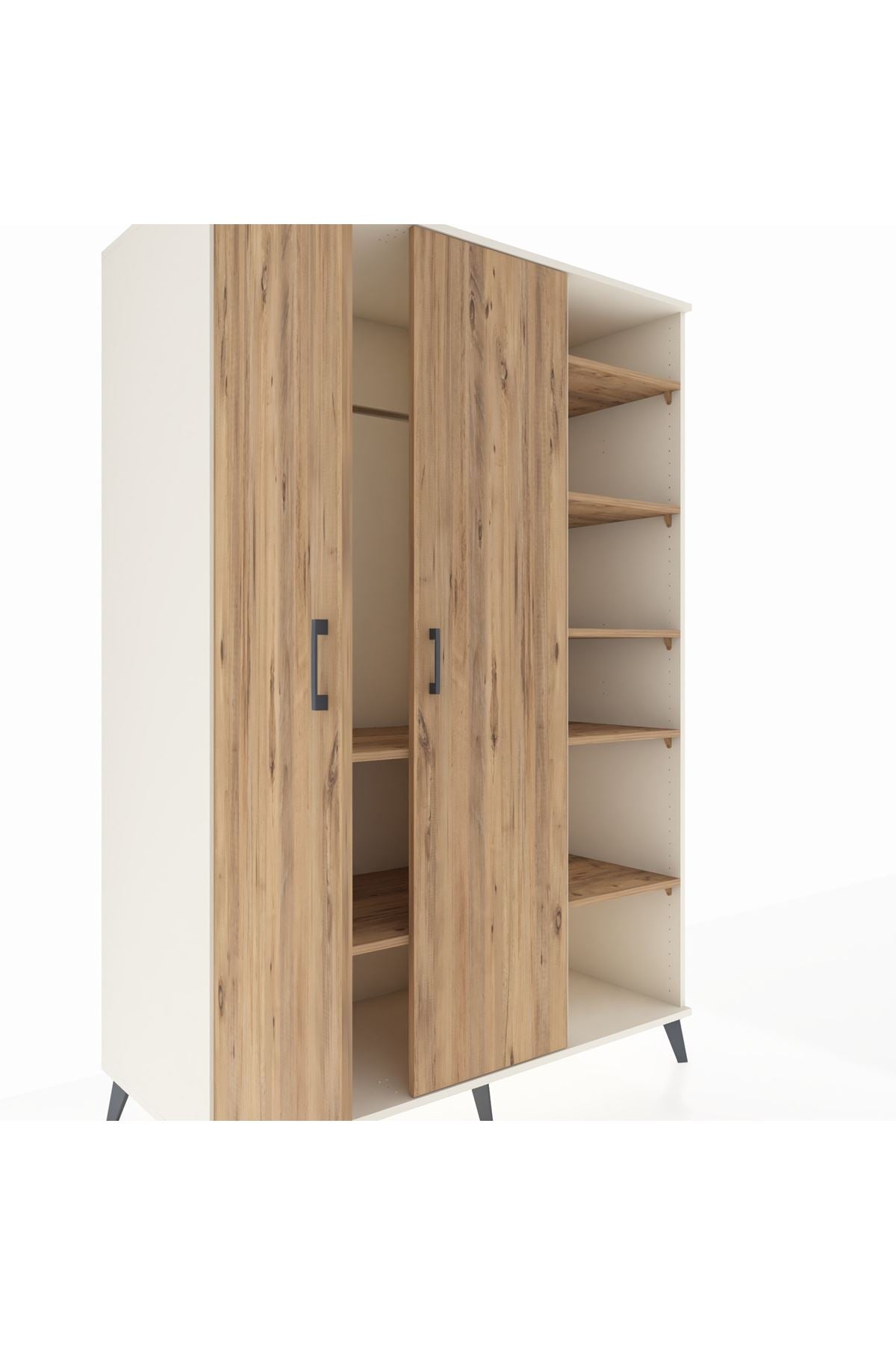 Kronos Dolap 7 Raflı 2 Kapaklı Tek Askılı 132x59x195 Aytaşı-Çam/Çam