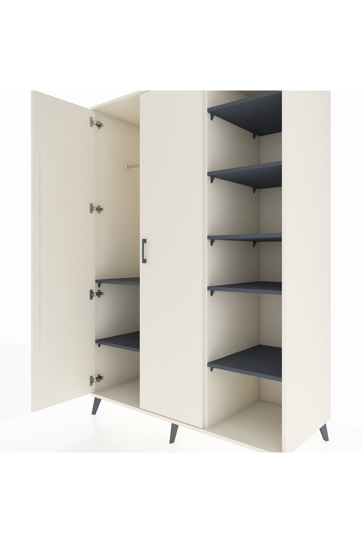 Kronos Dolap 7 Raflı 2 Kapaklı Tek Askılı 132x59x195 Aytaşı-Aytaşı/Antrasit