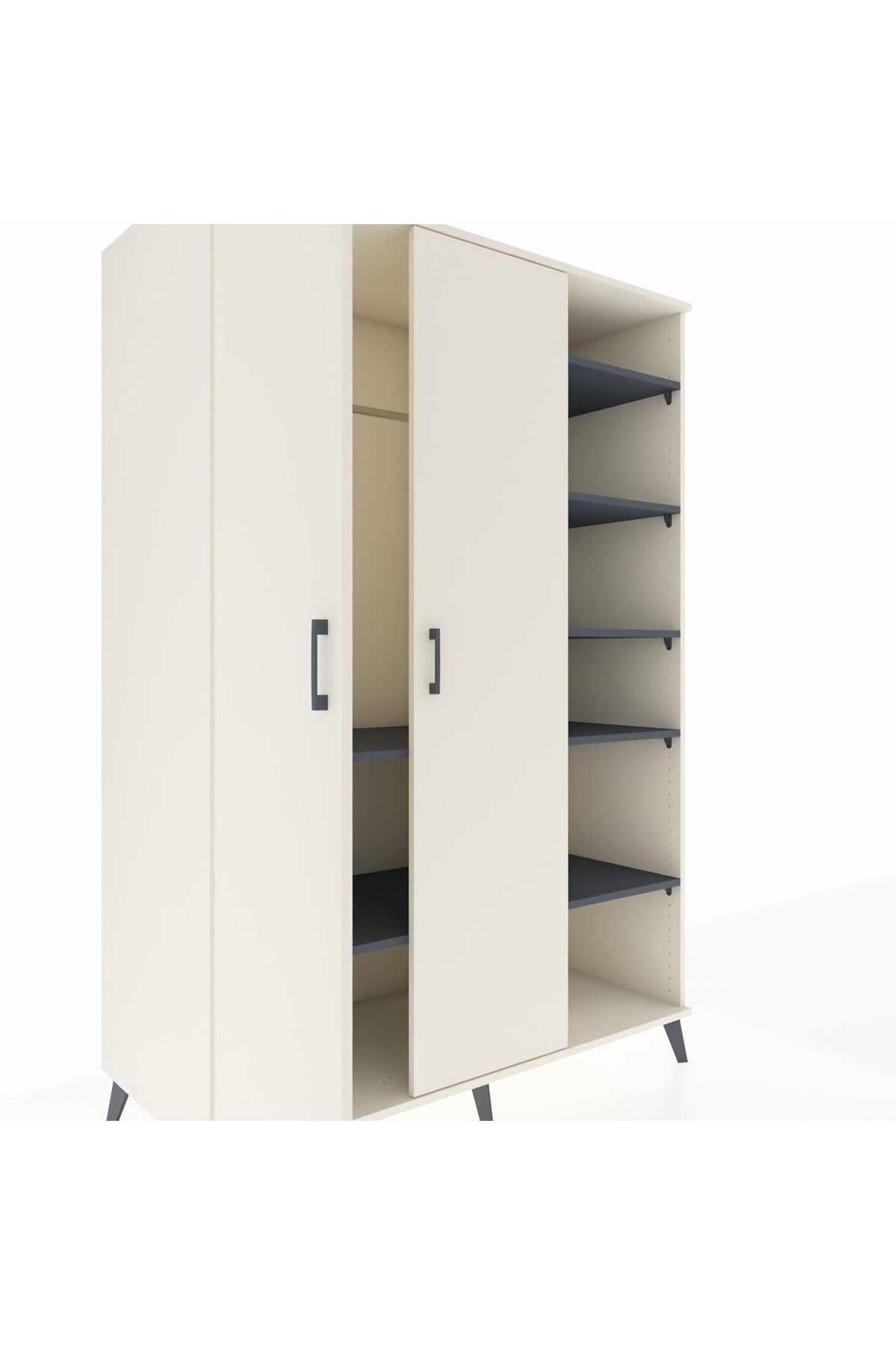 Kronos Dolap 7 Raflı 2 Kapaklı Tek Askılı 132x59x195 Aytaşı-Aytaşı/Antrasit