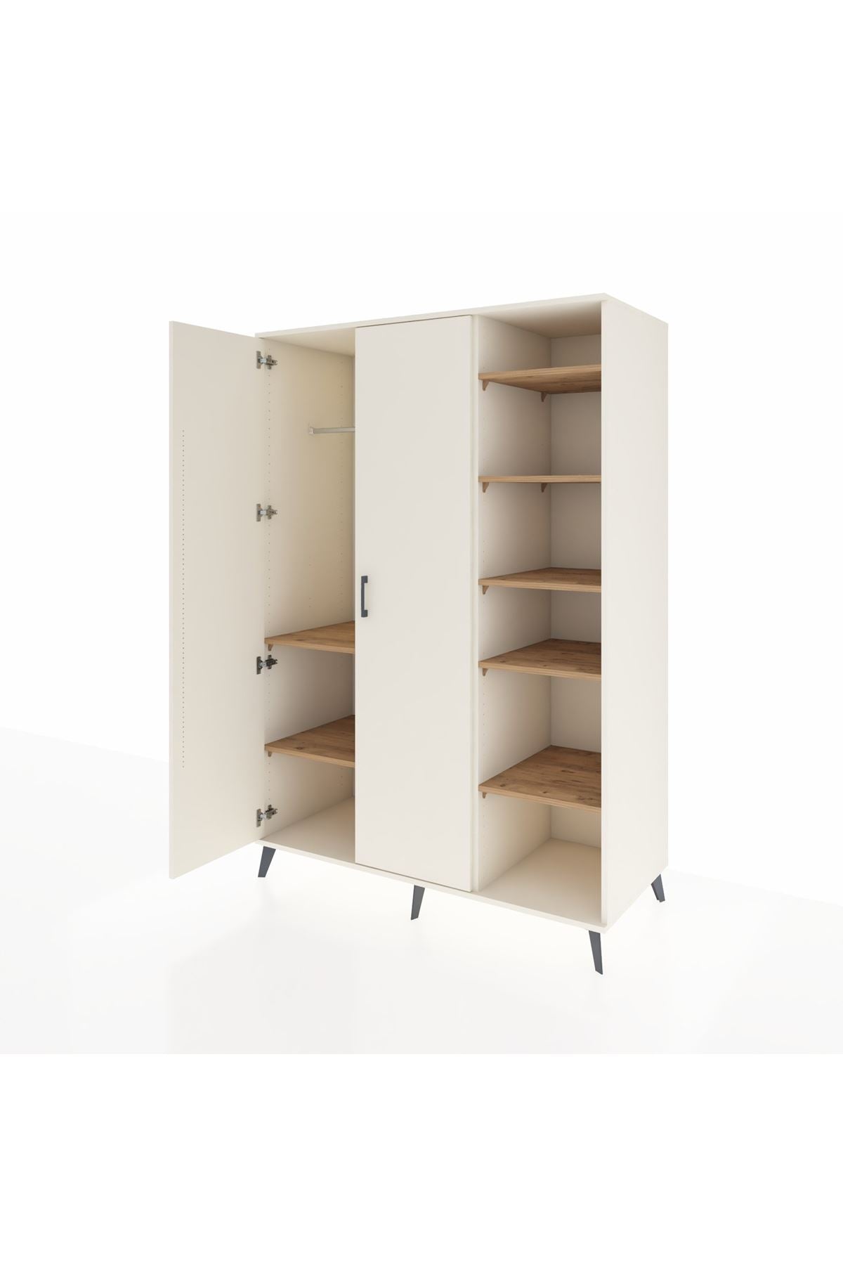 Kronos Dolap 7 Raflı 2 Kapaklı Tek Askılı 132x59x195 Aytaşı-Aytaşı/Çam