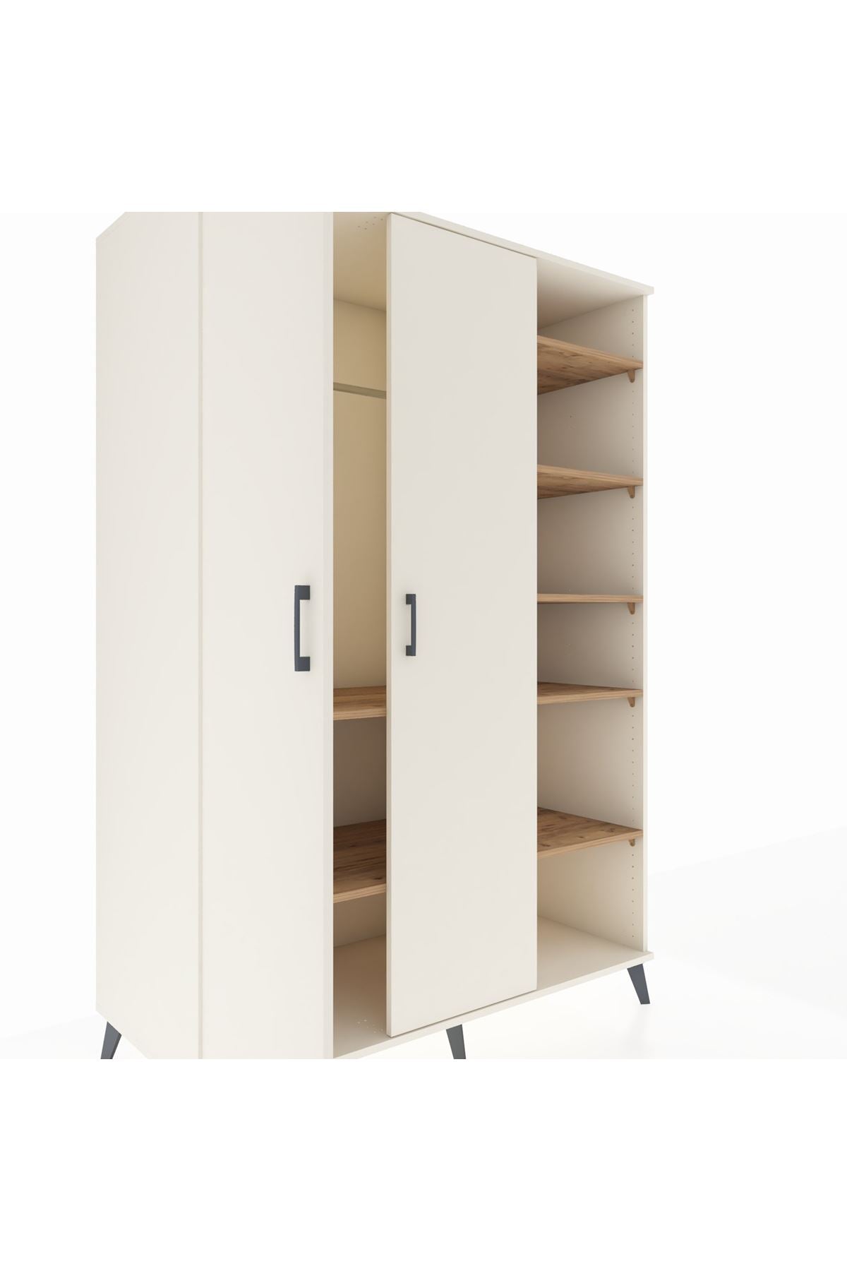 Kronos Dolap 7 Raflı 2 Kapaklı Tek Askılı 132x59x195 Aytaşı-Aytaşı/Çam