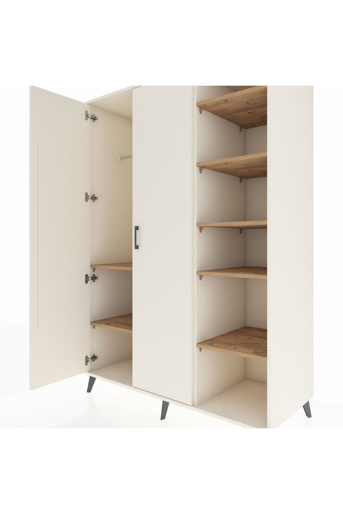 Kronos Dolap 7 Raflı 2 Kapaklı Tek Askılı 132x59x195 Aytaşı-Aytaşı/Çam