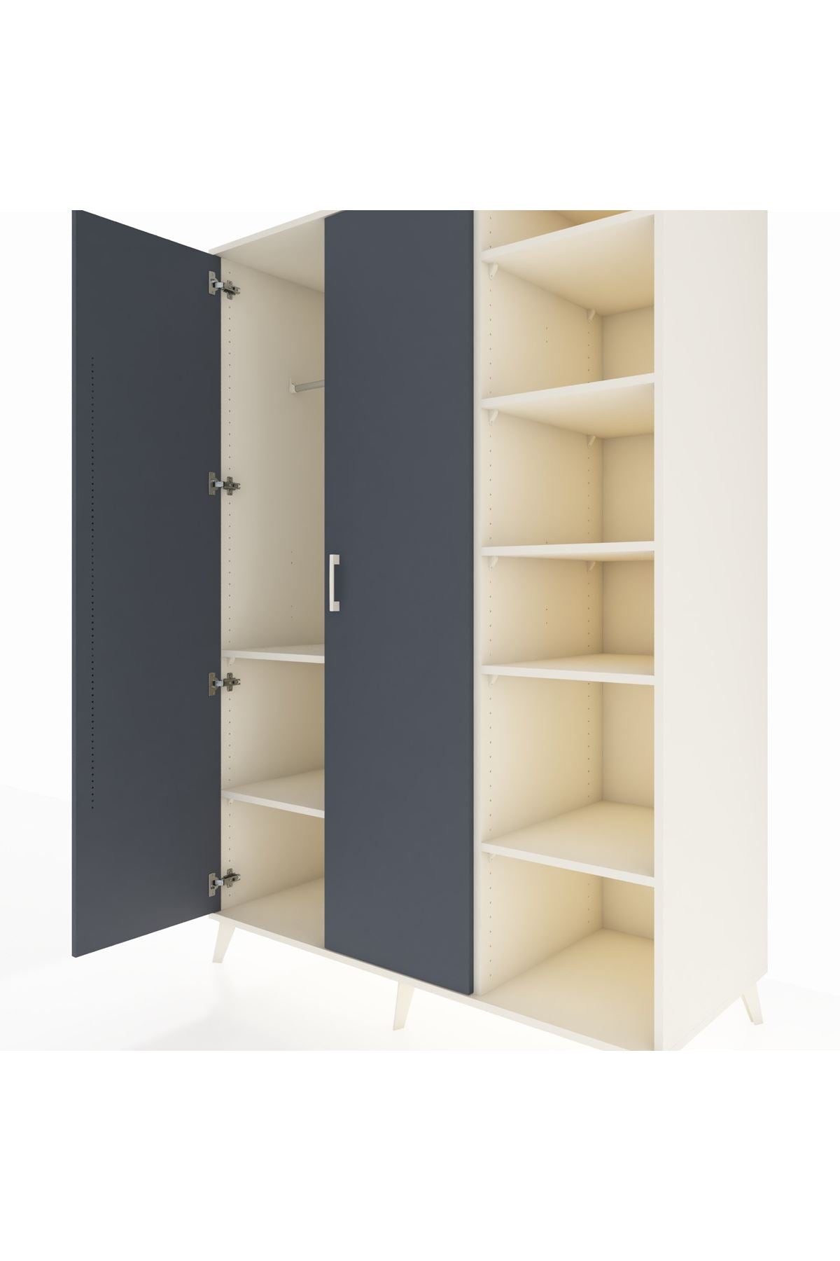 Kronos Dolap 7 Raflı 2 Kapaklı Tek Askılı 132x59x195 Aytaşı-Antrasit/Aytaşı