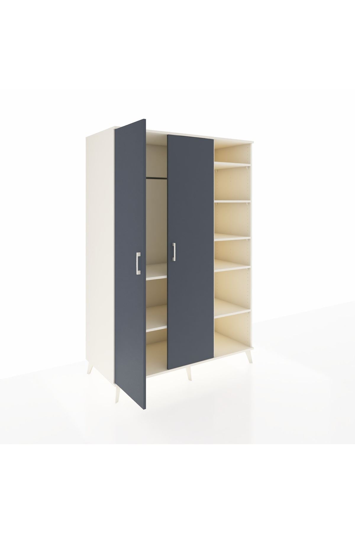 Kronos Dolap 7 Raflı 2 Kapaklı Tek Askılı 132x59x195 Aytaşı-Antrasit/Aytaşı