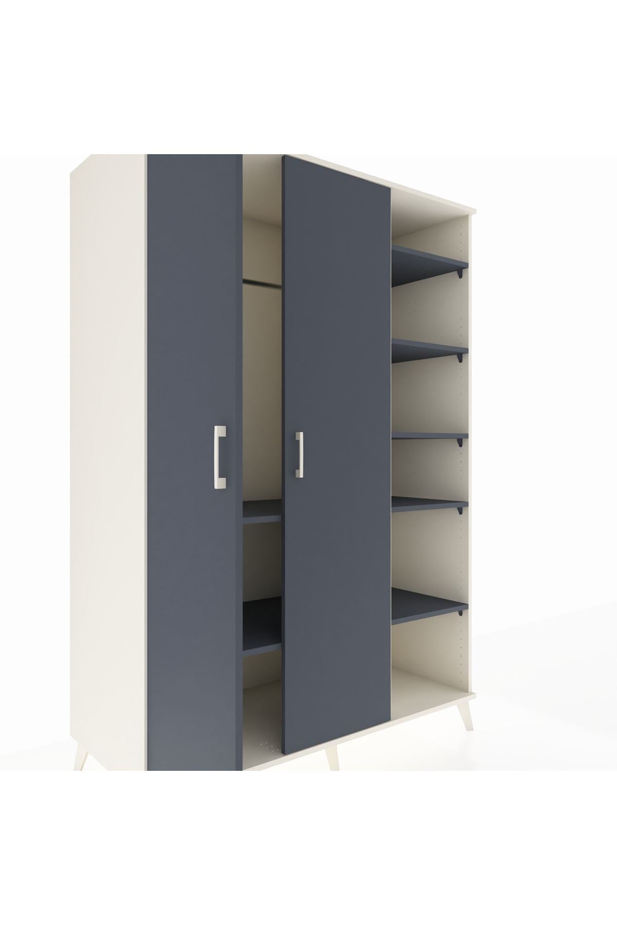 Kronos Dolap 7 Raflı 2 Kapaklı Tek Askılı 132x59x195 Aytaşı-Antrasit/Antrasit