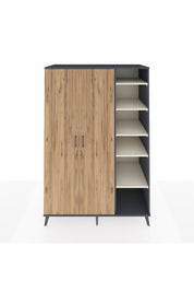 Kronos Dolap 7 Raflı 2 Kapaklı Tek Askılı 132x59x195 Antrasit-Çam/Aytaşı